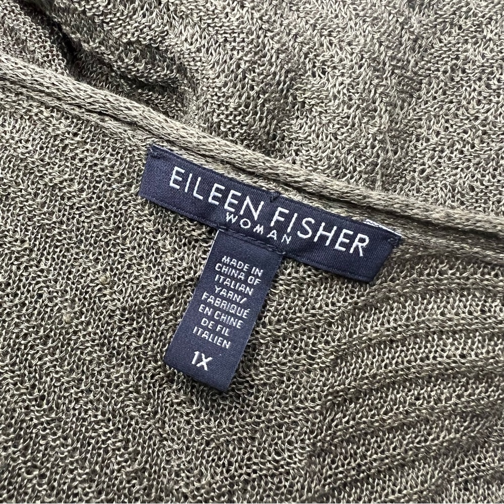 Eileen Fisher Hemp Open Front Longline Duster Cardigan Size 1X Hunter Green - Picture 9 of 10